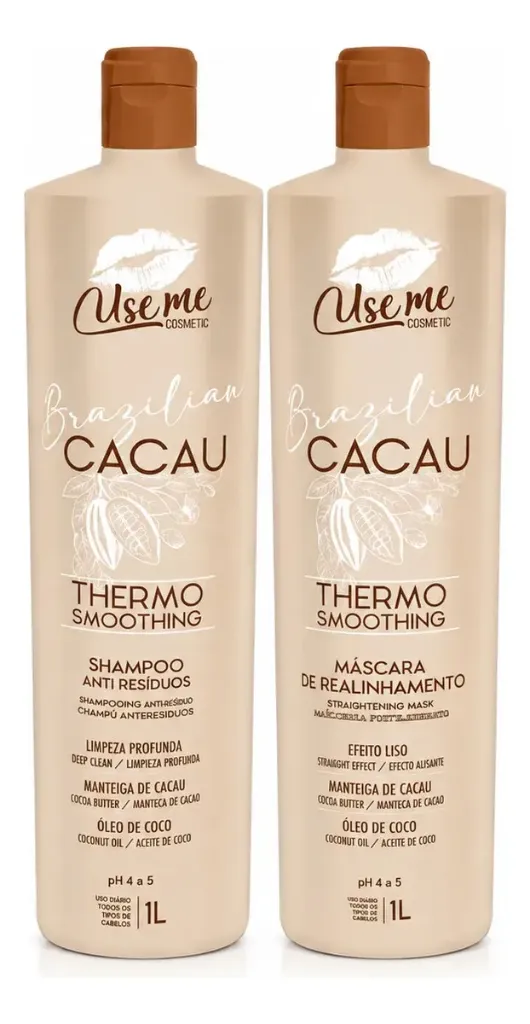 Brazilian Cacau Smoothing Kit, Shampoo + Mask, 2 × 1 L — Use Me