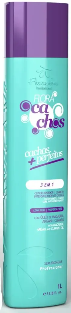 Curly hair care product 3 EM 1 (CONDITIONER, MASK and LEAVE-IN) PROFISSIONAL FLORA CACHOS by FLORACTIVE 1 LITRO