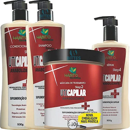 Набор SOS реконструкция для волос UTI CAPILAR от  HÁBITO COSMÉTICOS, 500ml*2,980gr,300gr.