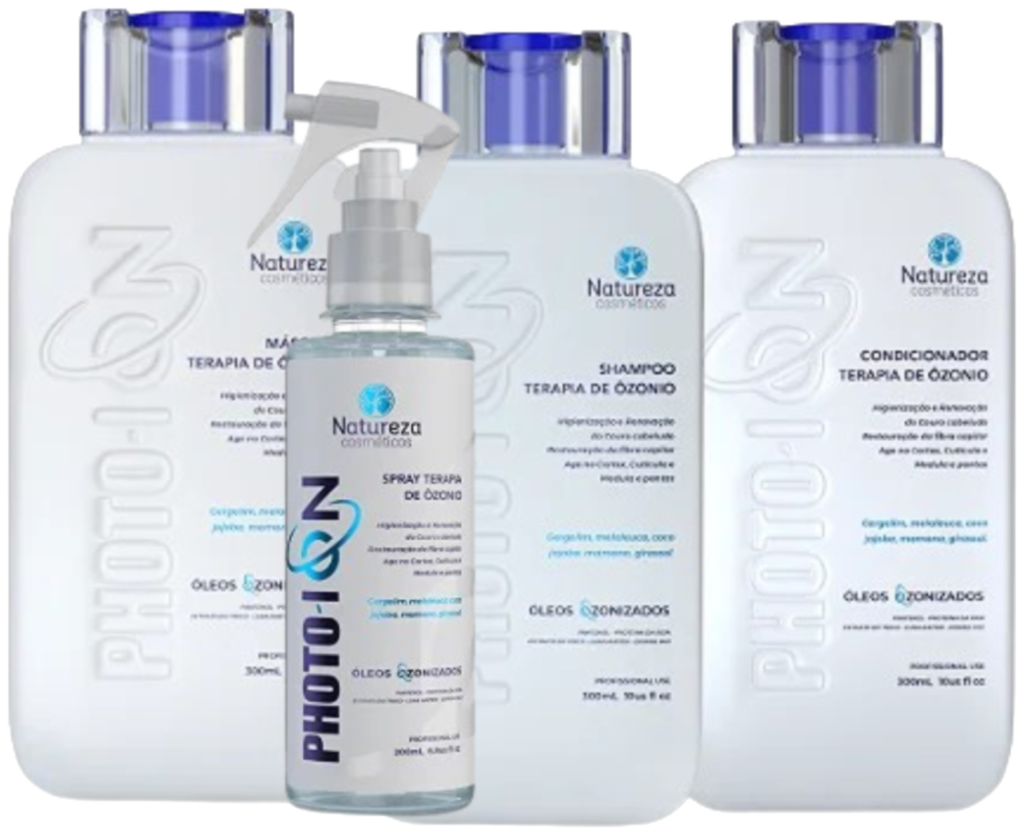 [KITOZONIO300] Kit Terapia de Ozonio 300ml (Shampoo+Mask+Conditioner+Spray) - Natureza Cosméticos(300ml*3+200ml)