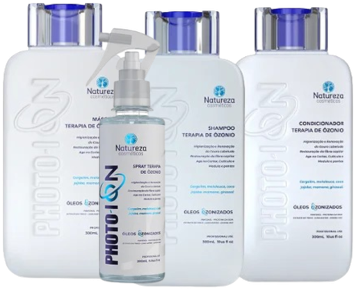 [KITOZONIO300] Kit Terapia de Ozonio 300ml (Шампунь+Маска+Кондиционер+Спрей) - Natureza Cosméticos(300ml*3+200ml)